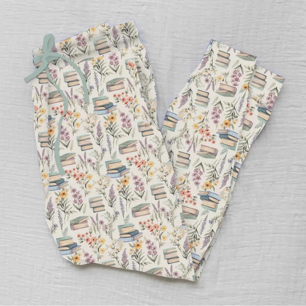 Comfortable Ladies Books & Bouquets - Women's Bamboo Lounge Joggers